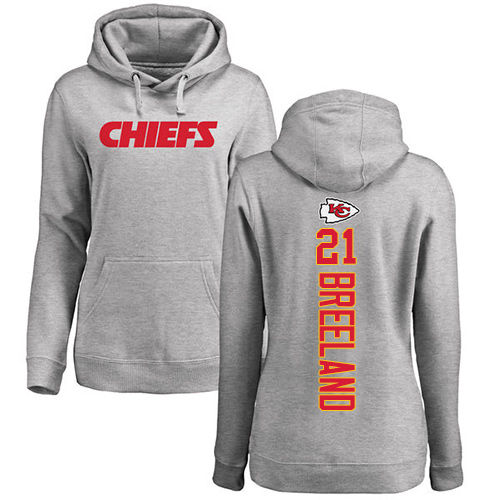 Women Football Kansas City Chiefs #21 Breeland Bashaud Ash Backer Pullover Hoodie